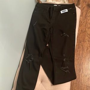 Old Navy Pop Icon Black Ripped Skinny Jeans for Women Size 6 Long